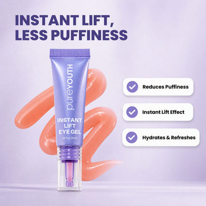 A purple tube of PureYouth Instant Lift Eye Gel 